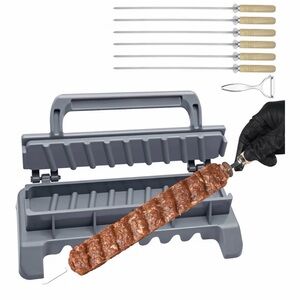 PAXLINSEN Large Kebab Maker Plastic Press 6 Stainless Steel Skewers & Peeler